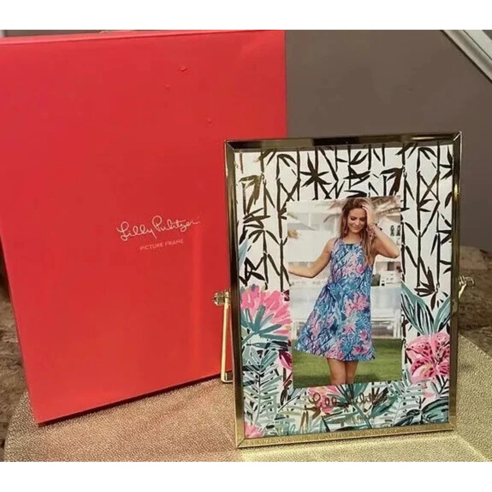 Lilly Pulitzer Slathouse Soirée Gold Frame with Floral Accents NIB NWT MSRP $40